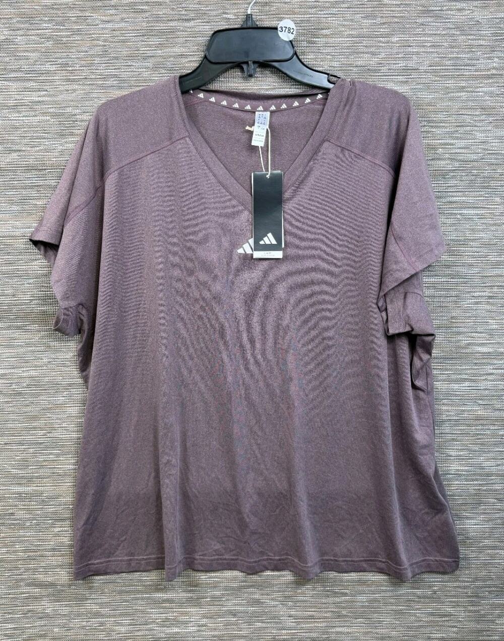 adidas Training Essentials T-shirt Women 2X Purple Short Cap Sleeve Slim Fit NEW